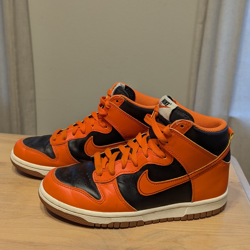 Nike Orange and Black Dunk High-Top Sneakers, Youth